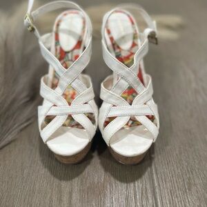 White Strappy Wedge Sandals